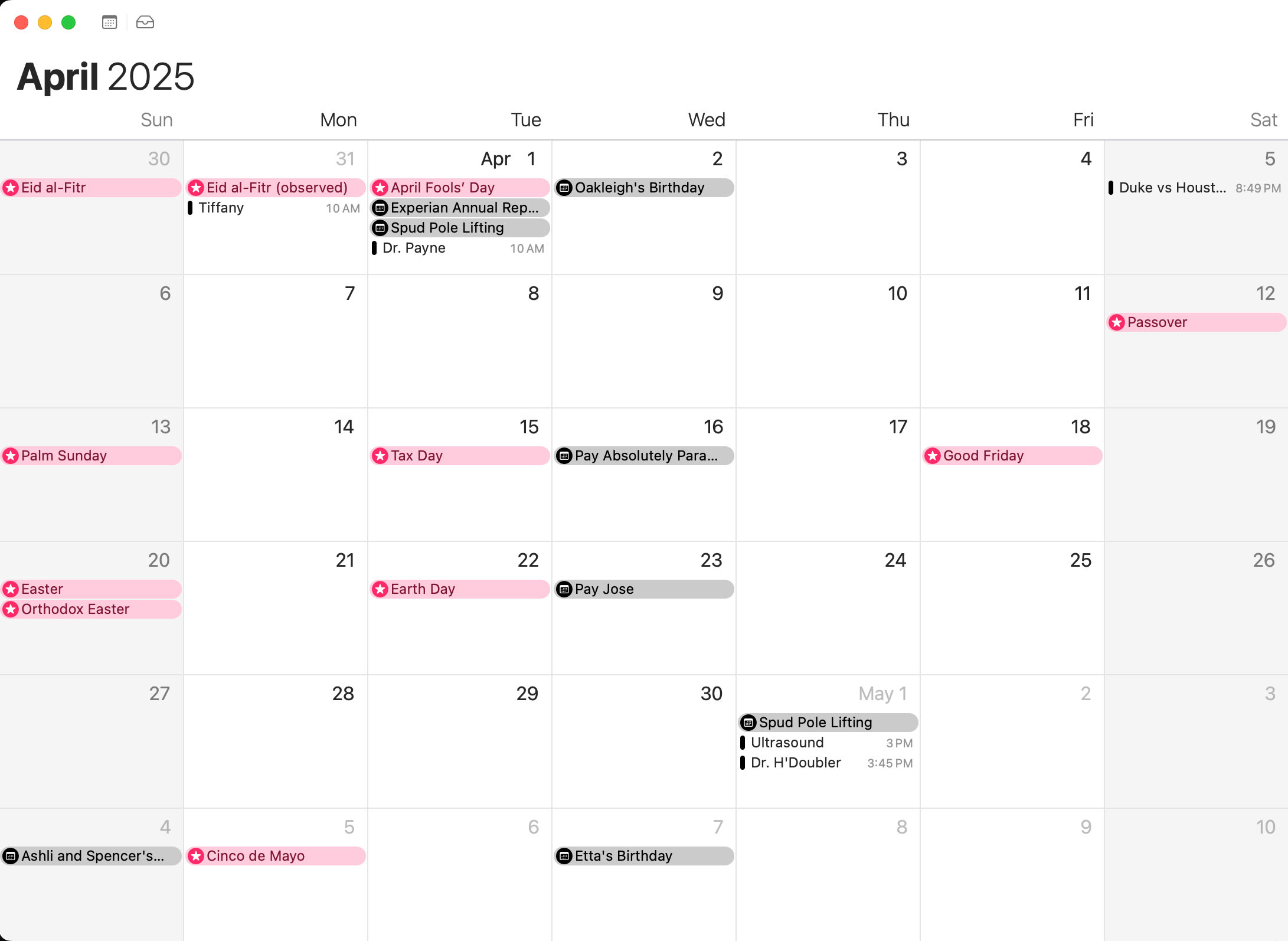 Call Schedule